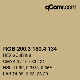 カラーコード: RGB 200.3 180.4 134 | qconv.com