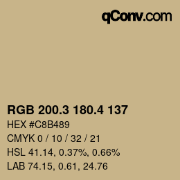 カラーコード: RGB 200.3 180.4 137 | qconv.com