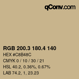 カラーコード: RGB 200.3 180.4 140 | qconv.com