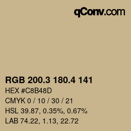 カラーコード: RGB 200.3 180.4 141 | qconv.com