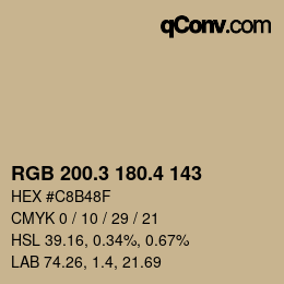 カラーコード: RGB 200.3 180.4 143 | qconv.com
