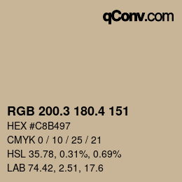 カラーコード: RGB 200.3 180.4 151 | qconv.com