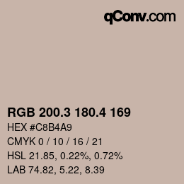 カラーコード: RGB 200.3 180.4 169 | qconv.com
