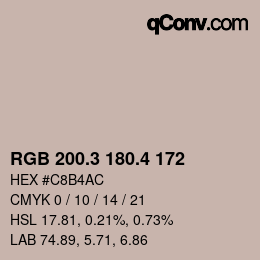カラーコード: RGB 200.3 180.4 172 | qconv.com