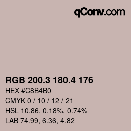 カラーコード: RGB 200.3 180.4 176 | qconv.com