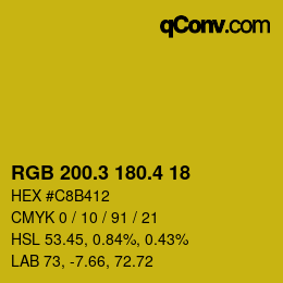 カラーコード: RGB 200.3 180.4 18 | qconv.com