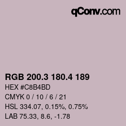 カラーコード: RGB 200.3 180.4 189 | qconv.com