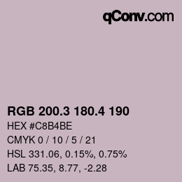 カラーコード: RGB 200.3 180.4 190 | qconv.com