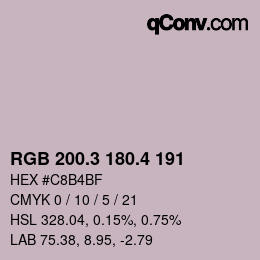 カラーコード: RGB 200.3 180.4 191 | qconv.com