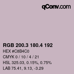 カラーコード: RGB 200.3 180.4 192 | qconv.com
