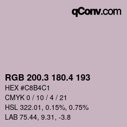 カラーコード: RGB 200.3 180.4 193 | qconv.com