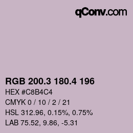 カラーコード: RGB 200.3 180.4 196 | qconv.com