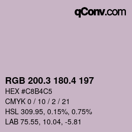 カラーコード: RGB 200.3 180.4 197 | qconv.com