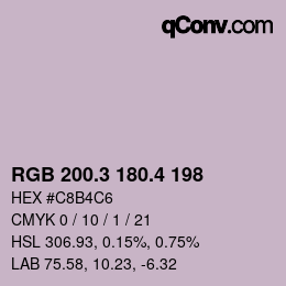 カラーコード: RGB 200.3 180.4 198 | qconv.com