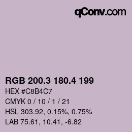 カラーコード: RGB 200.3 180.4 199 | qconv.com
