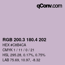 カラーコード: RGB 200.3 180.4 202 | qconv.com