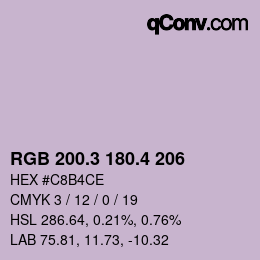 カラーコード: RGB 200.3 180.4 206 | qconv.com