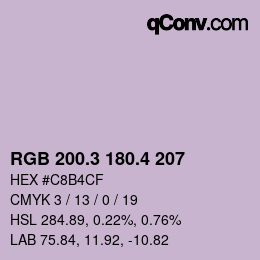 カラーコード: RGB 200.3 180.4 207 | qconv.com