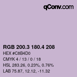 カラーコード: RGB 200.3 180.4 208 | qconv.com