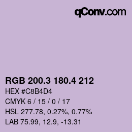 カラーコード: RGB 200.3 180.4 212 | qconv.com