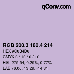 カラーコード: RGB 200.3 180.4 214 | qconv.com