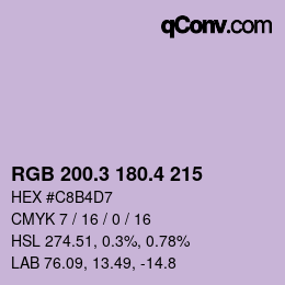 カラーコード: RGB 200.3 180.4 215 | qconv.com