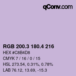 カラーコード: RGB 200.3 180.4 216 | qconv.com