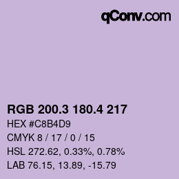 カラーコード: RGB 200.3 180.4 217 | qconv.com
