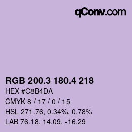 カラーコード: RGB 200.3 180.4 218 | qconv.com