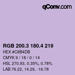 カラーコード: RGB 200.3 180.4 219 | qconv.com