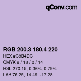カラーコード: RGB 200.3 180.4 220 | qconv.com