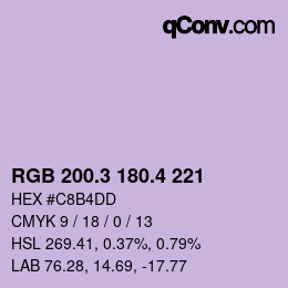 カラーコード: RGB 200.3 180.4 221 | qconv.com
