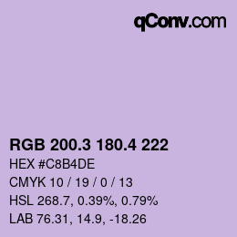 カラーコード: RGB 200.3 180.4 222 | qconv.com