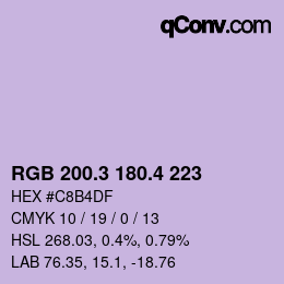カラーコード: RGB 200.3 180.4 223 | qconv.com