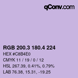 カラーコード: RGB 200.3 180.4 224 | qconv.com