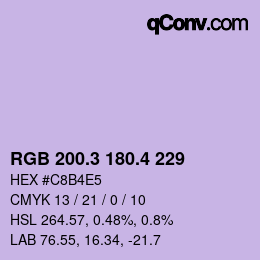 カラーコード: RGB 200.3 180.4 229 | qconv.com