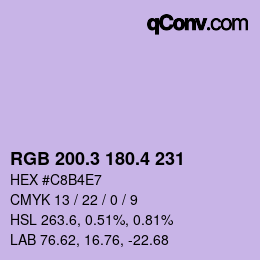 カラーコード: RGB 200.3 180.4 231 | qconv.com