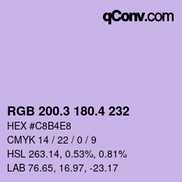 カラーコード: RGB 200.3 180.4 232 | qconv.com