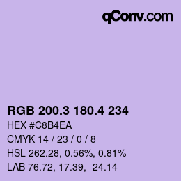 カラーコード: RGB 200.3 180.4 234 | qconv.com