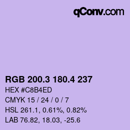カラーコード: RGB 200.3 180.4 237 | qconv.com