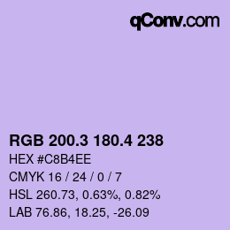 カラーコード: RGB 200.3 180.4 238 | qconv.com