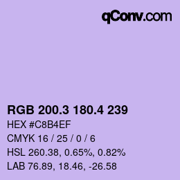 カラーコード: RGB 200.3 180.4 239 | qconv.com