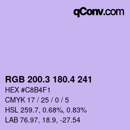 カラーコード: RGB 200.3 180.4 241 | qconv.com