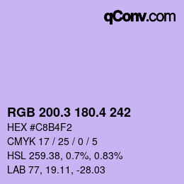 カラーコード: RGB 200.3 180.4 242 | qconv.com