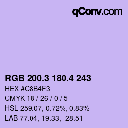 カラーコード: RGB 200.3 180.4 243 | qconv.com