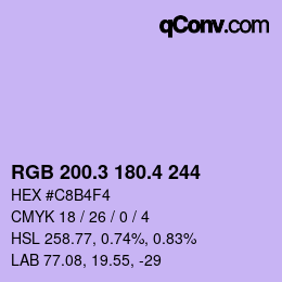 カラーコード: RGB 200.3 180.4 244 | qconv.com