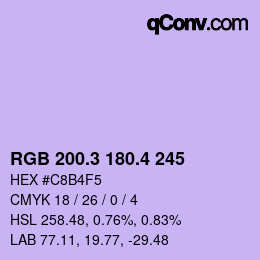カラーコード: RGB 200.3 180.4 245 | qconv.com