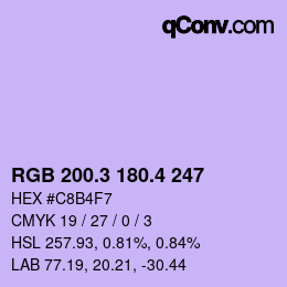 カラーコード: RGB 200.3 180.4 247 | qconv.com