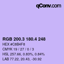カラーコード: RGB 200.3 180.4 248 | qconv.com