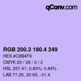 カラーコード: RGB 200.3 180.4 249 | qconv.com